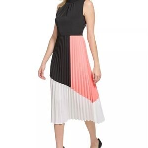 Karl Lagerfeld Colorblock Mock-Neck Midi Dress Size 2